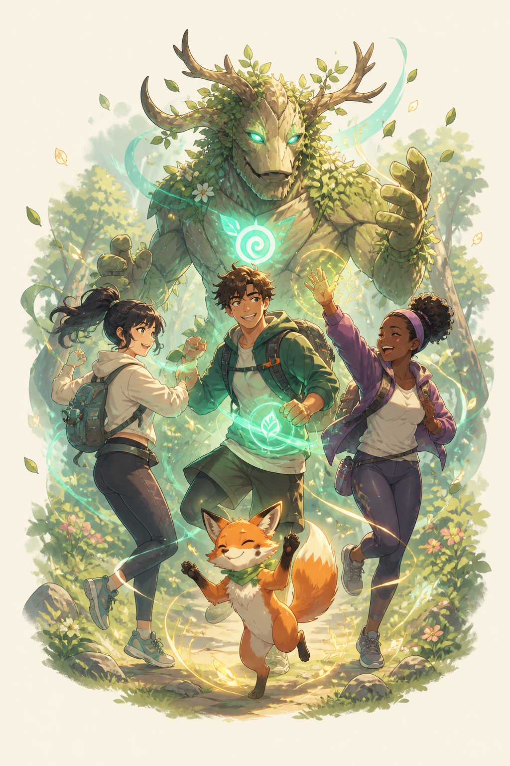 ROVI+ party adventuring together through a fantasy landscape