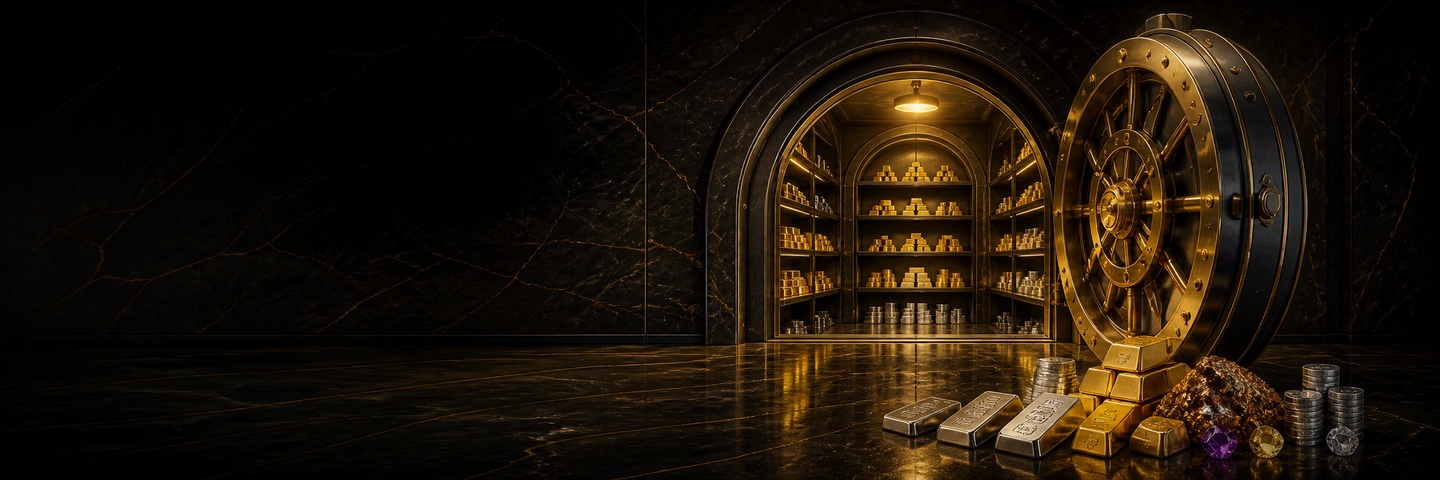 Open GoldKeep vault holding gold, silver and collectible assets