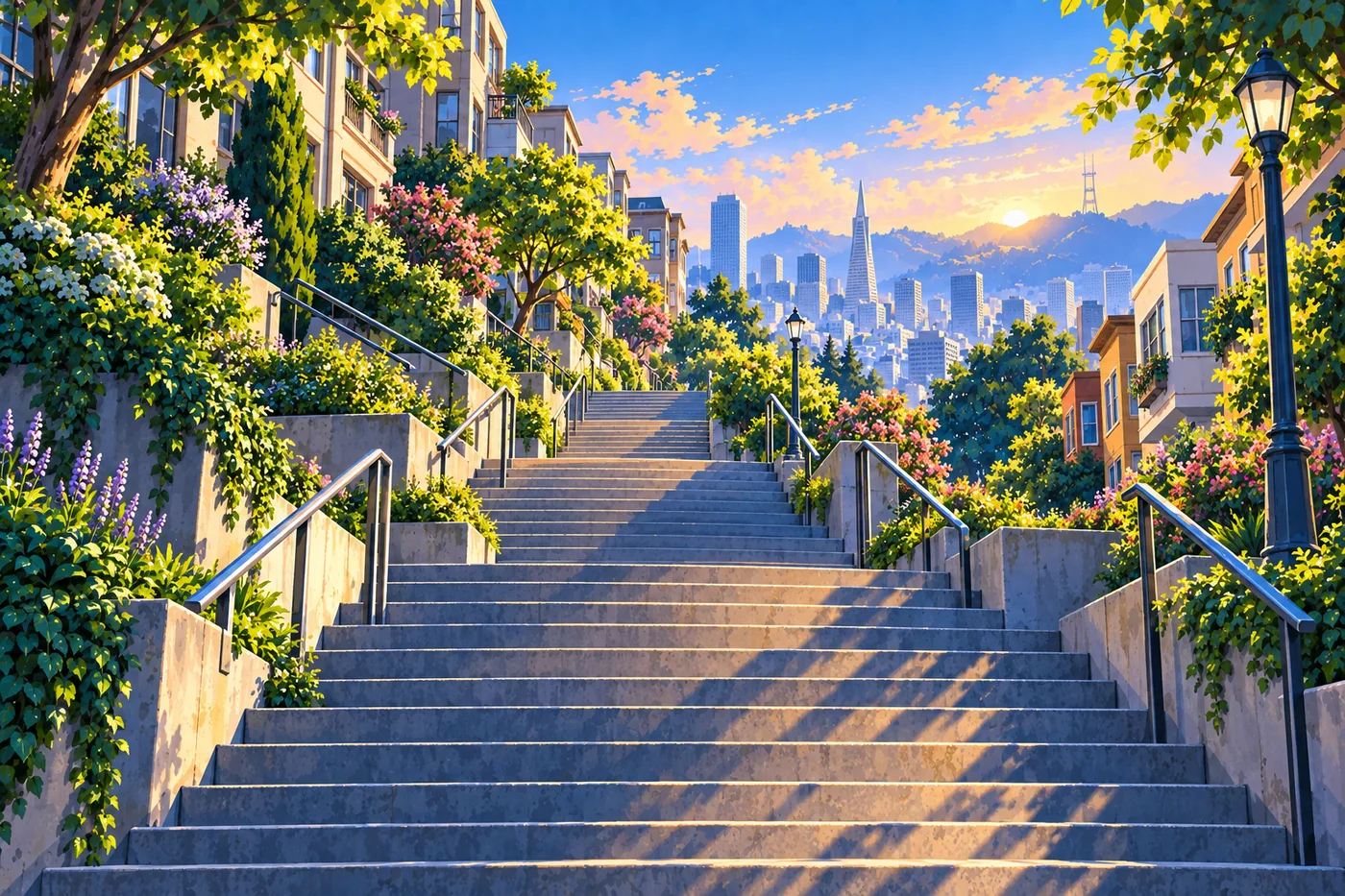 City stairs and urban climbing challenge artwork